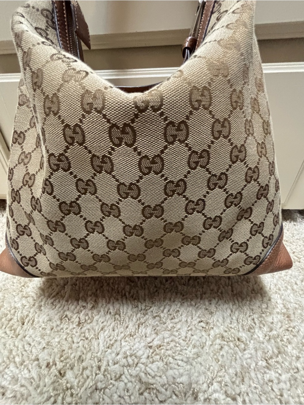 Gucci Beige and Brown GG Canvas Hobo Bag - Picture 13 of 16